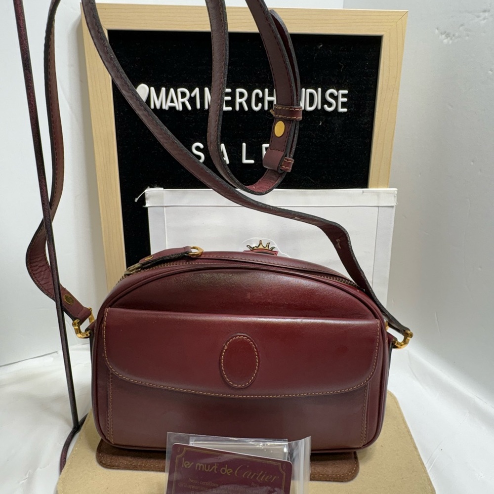 Cartier Burgundy Leather Crossbody Bag - Picture 4 of 16